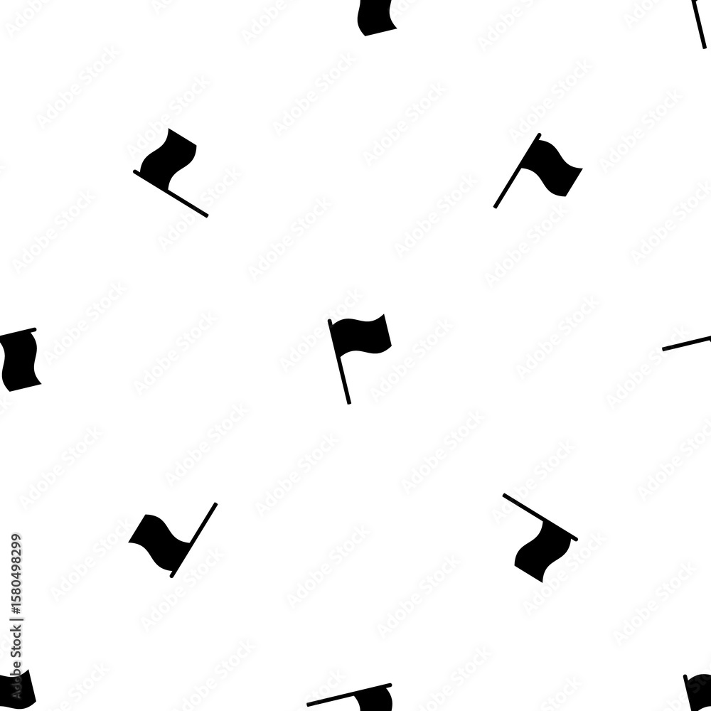 Aufkleber Seamless pattern of repeated black flag symbols. Elements are evenly spaced and some are rotated. Illustration on transparent background