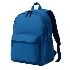Fototapeta premium Blue backpack with front pocket and zippers isolated on transparent background