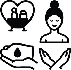 Vector illustration of man and woman icons set simple black silhouettes