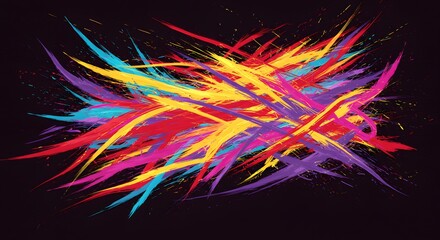 Obraz premium Dynamic Abstract Colorful Explosion of Vibrant Bright Lines on Dark Background