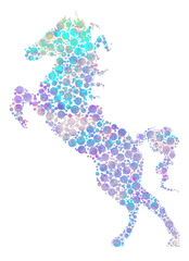 Silhouette of a horse made of colorful circles
