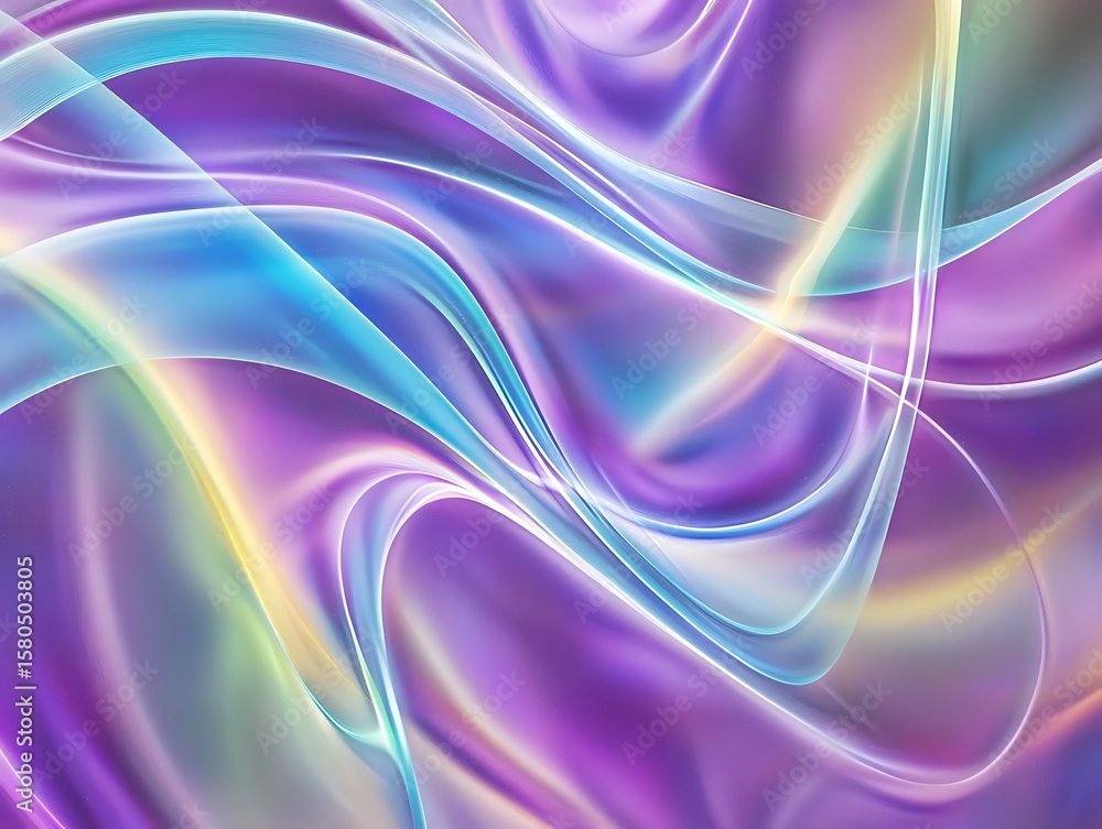 Poster abstract waves of vibrant colors with smooth gradients in blues and purples creating a soft and drea