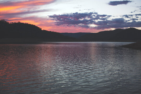 View of Lake Eildon at sunset