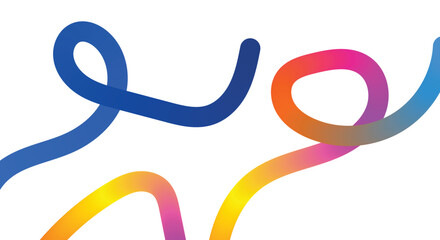 Twisted Gradient Loops on White Background – Fluid Neon Art Composition Abstract Background with Gradient Color Waves Rainbow Gradient Lines.