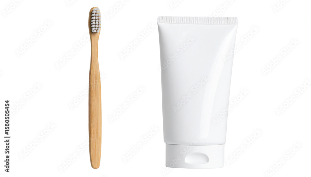 Poster toothbrush and toothpaste isolated on a transparent background form