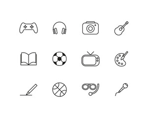 Entertainment and Hobby Icon Set Line Style