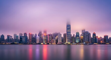 Fototapeta premium Hong Kong skyline at dusk reflection