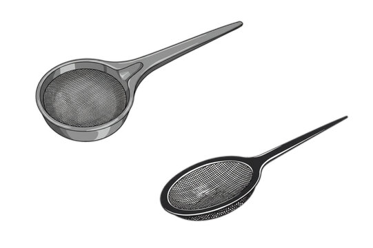 gray and black tea strainer on white clip art preview