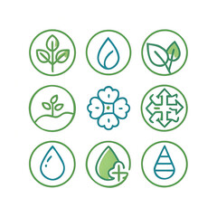 Set of Eco-Friendly Icons Including Leaf, Recycle, and Earth

