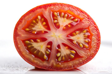 Ripe Red Tomato with Green Stem Isolated on White Background.