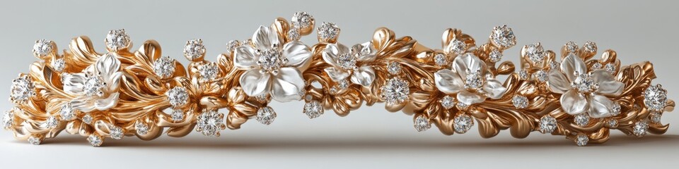Obraz premium Elegant floral jewelry design with intricate details showcasing stunning craftsmanship and luxurious materials perfect for special occasions and timeless style