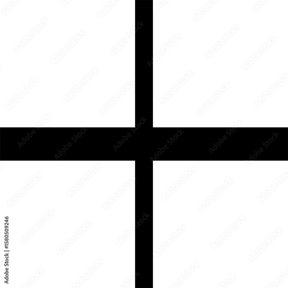 Poster simple black cross symbol centered on a clean white background for design