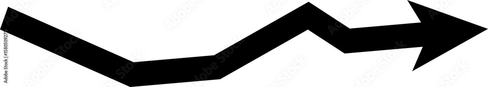 Poster black zigzag arrow pointing right on a white background symbolizing progress and movement