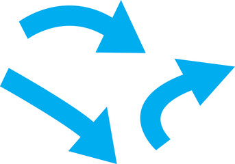 Three bright blue arrows in a circular motion on a white background