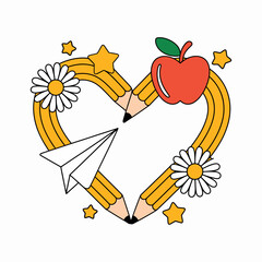 Back To School Heart Design with Pencils