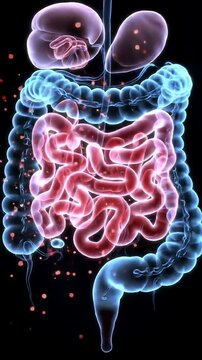 Human Anatomy Digestive System Animation Featuring Intestines and Internal Organs Medical Visualization