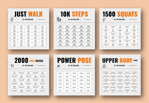 Editable Fitness Challenge Social Media Carousel Post Template Layout