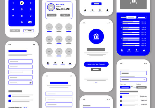 Mobile App Wireframe UI UX Design Template