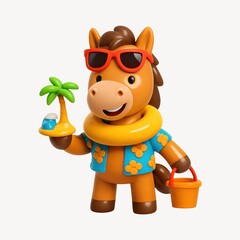 Fototapeta premium Cartoon horse enjoying beach vacation.