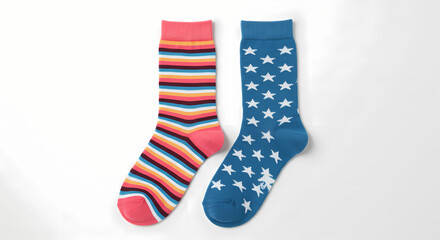 Colorful Striped and Star-Patterned Socks: A Vibrant Pair