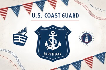 U.S. Coast Guard Birthday Elements Illustration