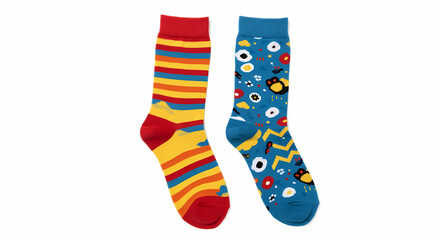Colorful Crew Socks: Striped & Bird Patterned Knee-Highs