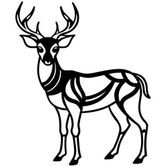 Obraz premium Elegant stylized deer with intricate patterns and antlers silhouette