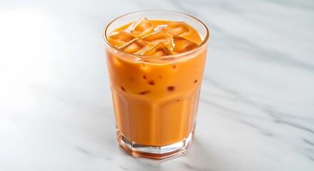 Iced thai tea drink in glass