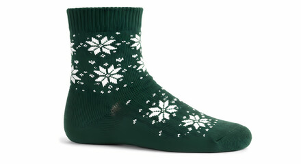 Green Winter Socks: Snowflake Pattern Ankle Socks, Cozy Holiday Apparel
