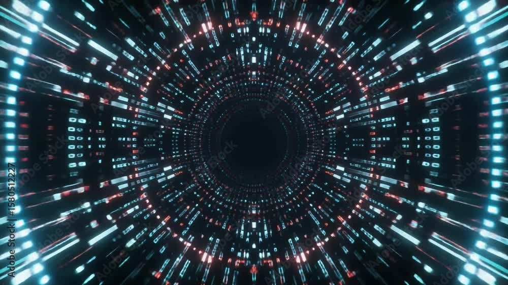 Aufkleber a mesmerizing digital artwork depicting a tunnel of light and data streams. it evokes a sense of fut