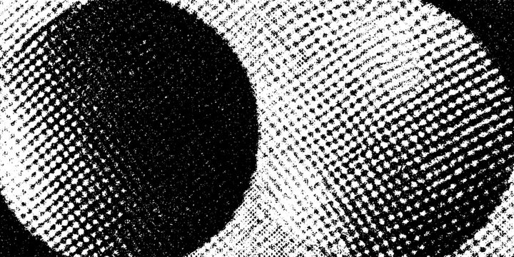 Intersecting circles with contrast shifts and grunge texture for abstract design