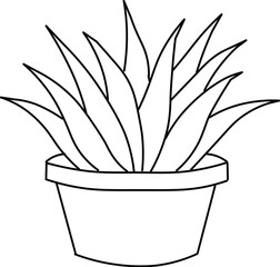 aloe vera plant in pot icon on white background