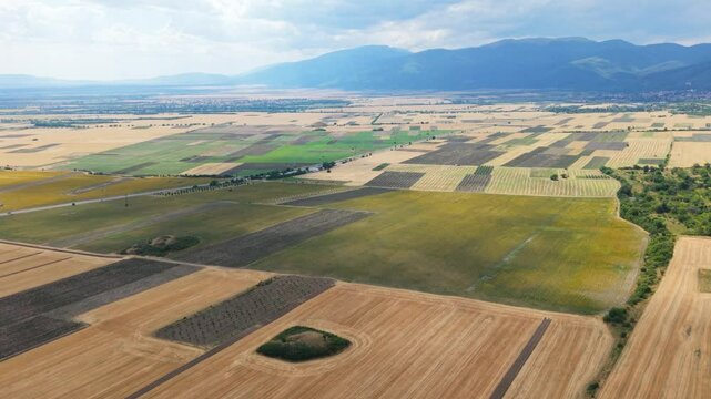 Flying Over Agricultural Fields Near Kazanlak in Central Bulgaria