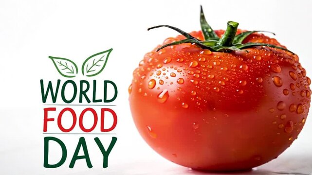 World Food Day. fresh tomato animation.