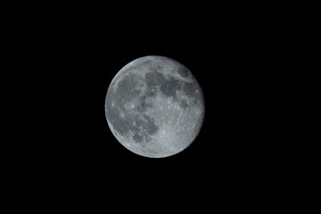 Detailed View of the Gibbous Moon at Night