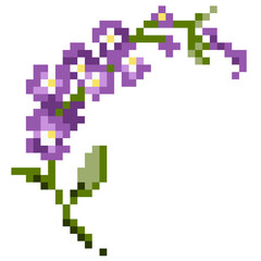 Purple pixel flower bouquet 