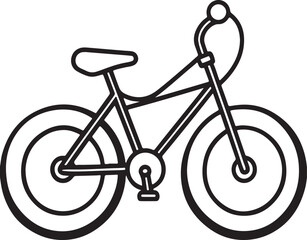 bicycle line art, black outline, vector and illustration, coloring book page line art drawing