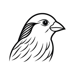 a canary bird head line art silhouette vector illustration on white background