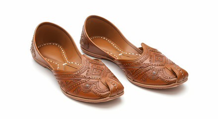 Intricate Leather Juttis: Hand-Crafted Brown Ethnic Shoes
