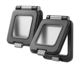 Plastic cover plates with a waterproof seal, used to protect outdoor electrical outlets in garden or pool areas.