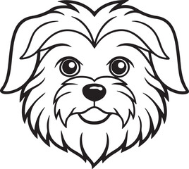 dog face line art, black outline, vector and illustration, coloring book page line art drawing