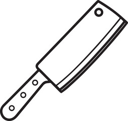 butcher knife line art, black outline, vector and illustration, coloring book page line art drawing