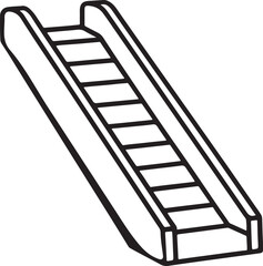 escalator stairs line art, black outline, vector and illustration, coloring book page line art drawing