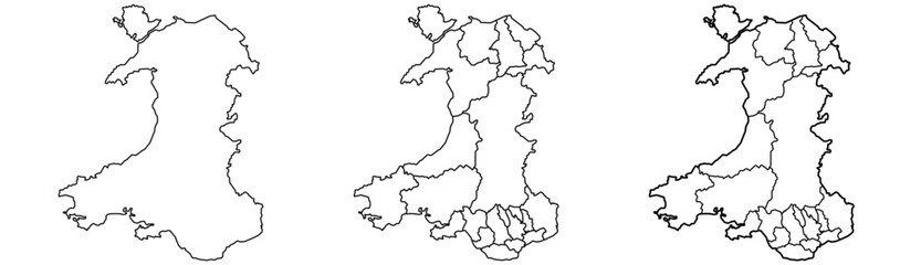Wales map – vector illustration of counties, regions, and landmarks in the UK