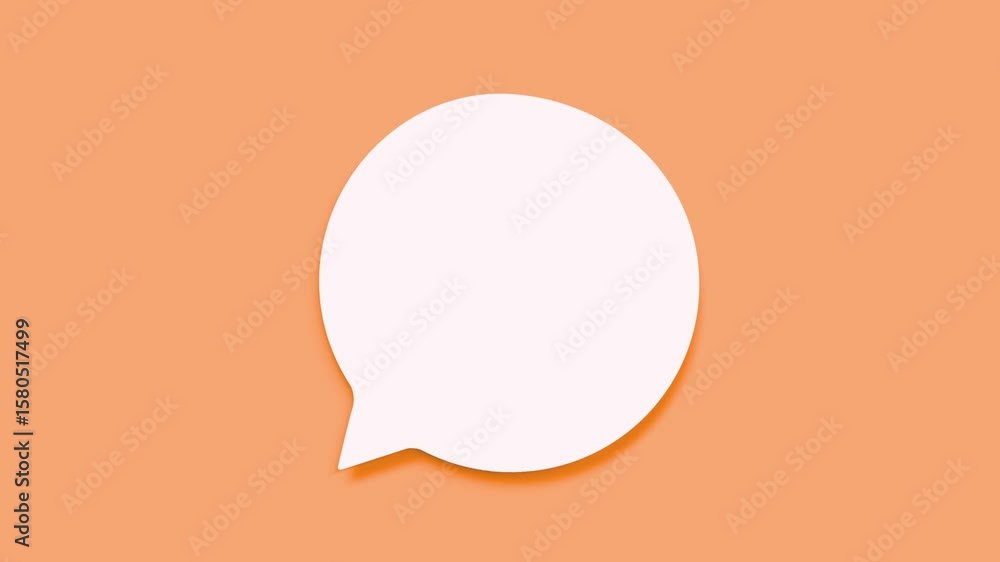 Wall mural Simple White Speech Bubble Blank Message Communication Dialogue Chat Icon Design Orange Background Digital Interface Messaging App