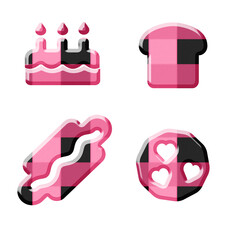 set of pink and  black  checkered pattern Dessert icon