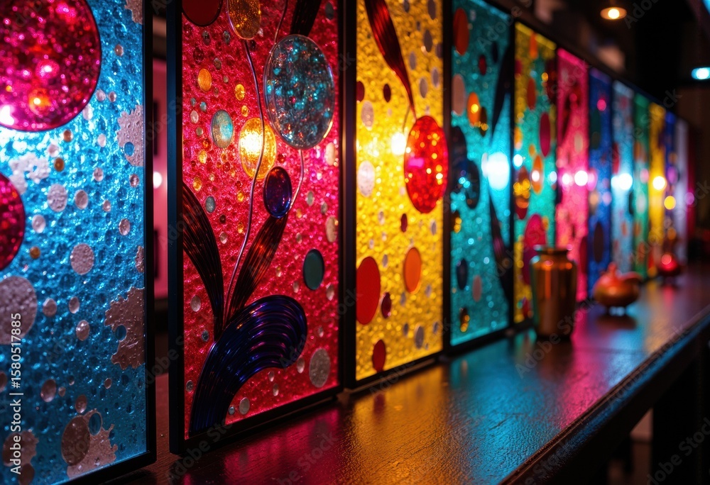Aufkleber colorful illuminated panels with abstract patterns create a vibrant and lively atmosphere