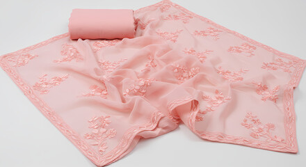 Peach Chiffon Saree with Delicate Embroidery: Elegant & Luxurious