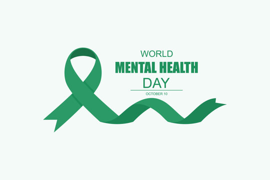 World Mental Health Day. World Mental Health Day design, with green ribbon sign.