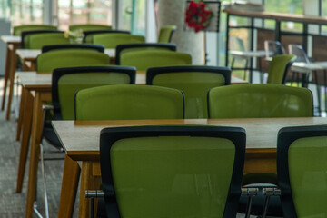 table and chairs in the restaurant